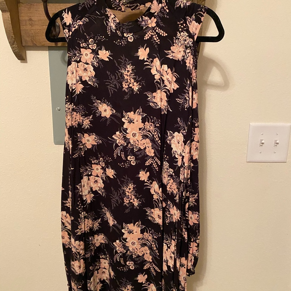 Floral cold shoulder dress